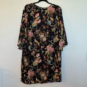 H&M Black Floral Long Sleeve Dress